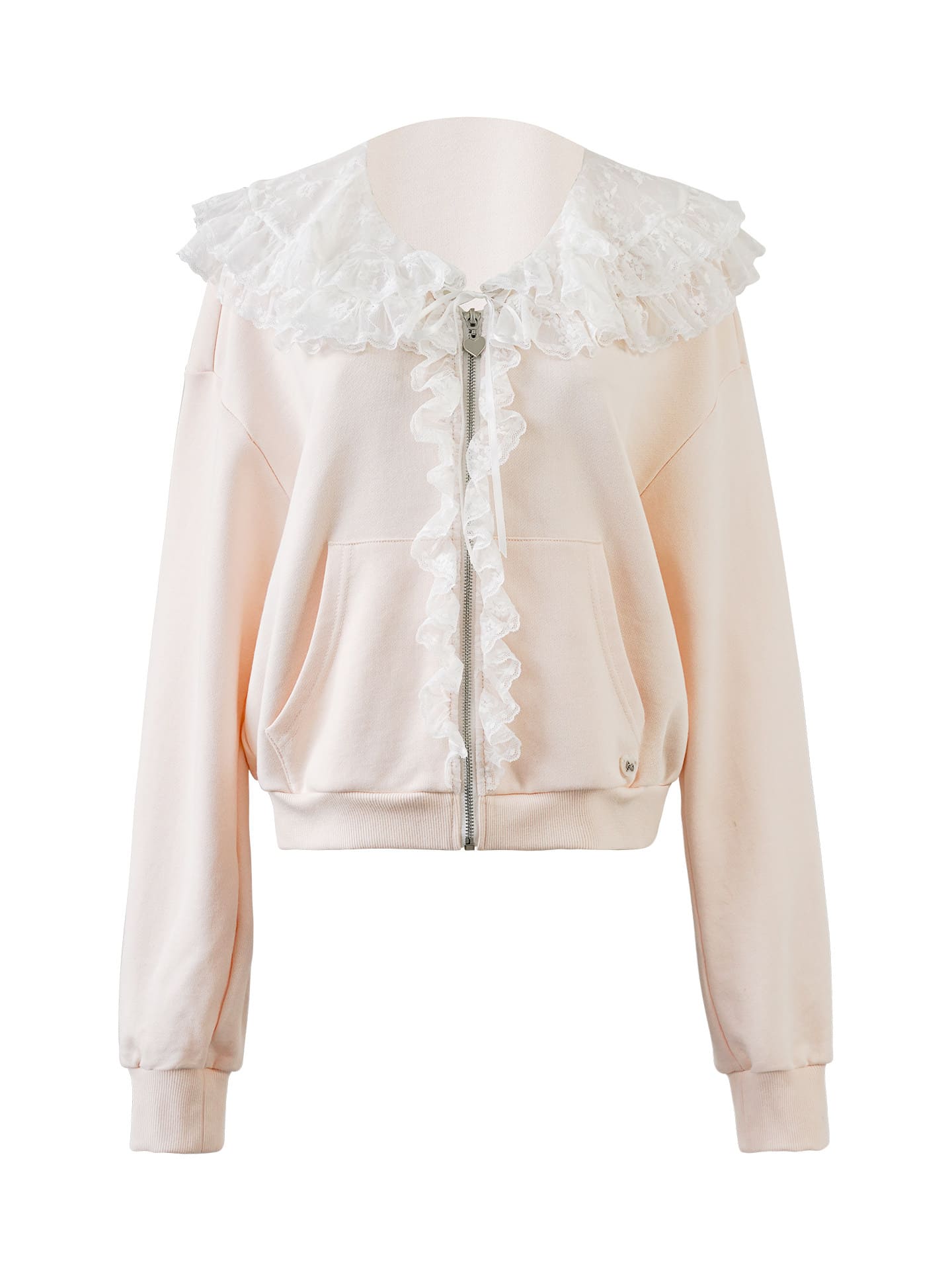 Romantic Frill Collar Zip-Up Blouson