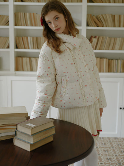 Ribbon Charm Puffy Short Coat