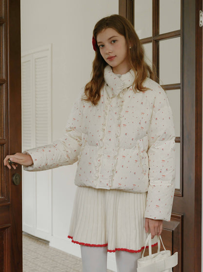 Ribbon Charm Puffy Short Coat