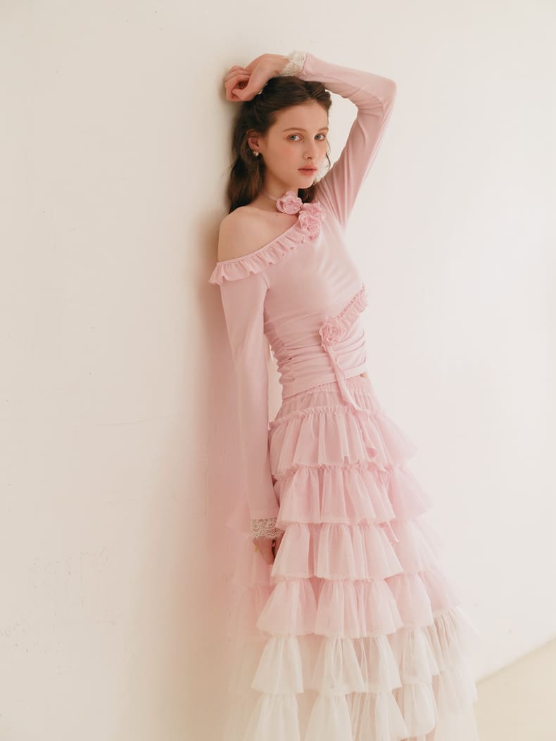 Dreamy Rose Gradient Maxi Skirt