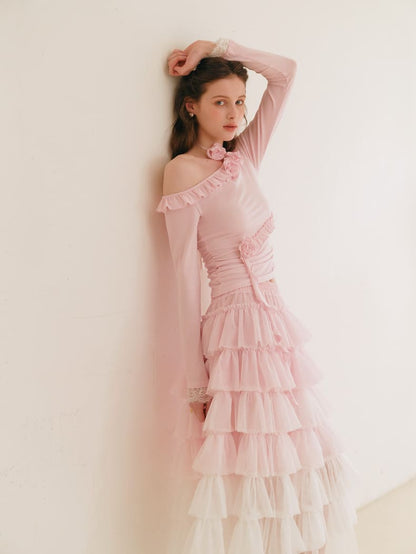 Dreamy Rose Gradient Maxi Skirt