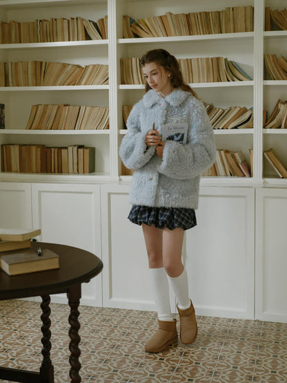 Ribbon Pastel Faux Fur Coat