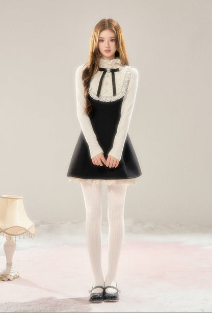 Lace Bib Layered Look Dress