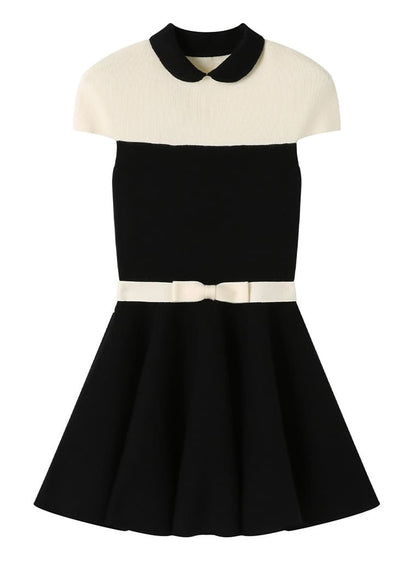 Elegant Color Block Knit Mini Dress（全2色）