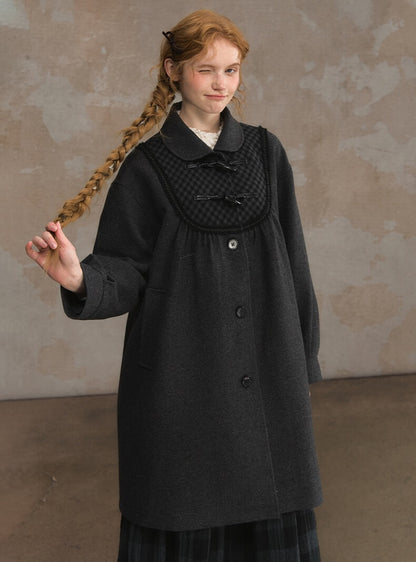 Timeless Gingham Panel A-line Coat