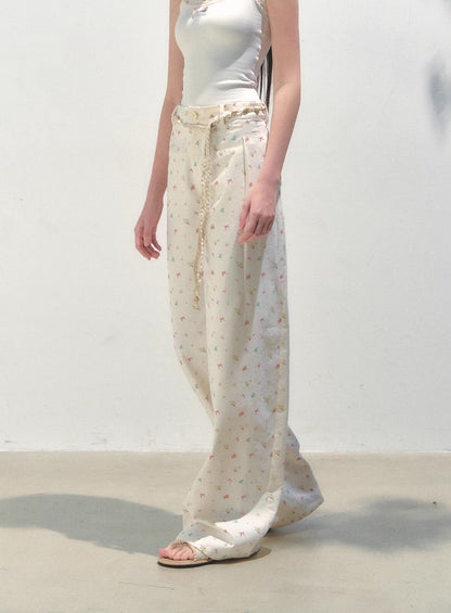 Rosy Lace Flower Coast Pants