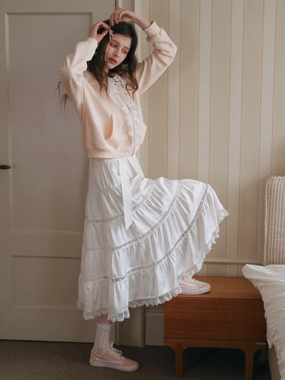 Romantic Frill Collar Zip-Up Blouson