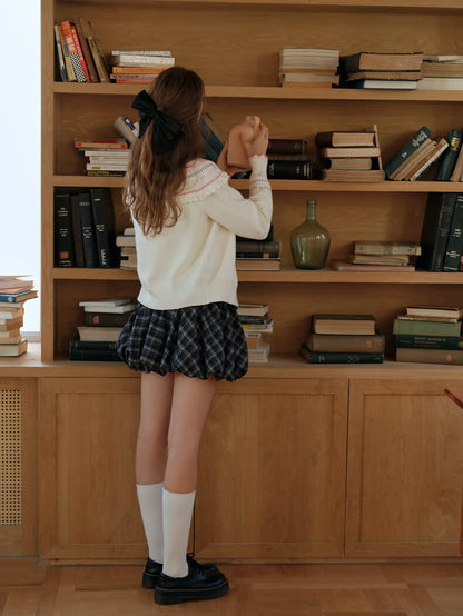 Snowy Charm Ribbon-Edge Knit