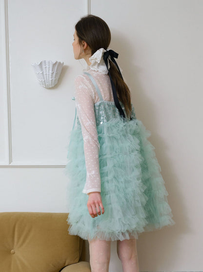 Elegant Sequin Tulle Camisole Dress