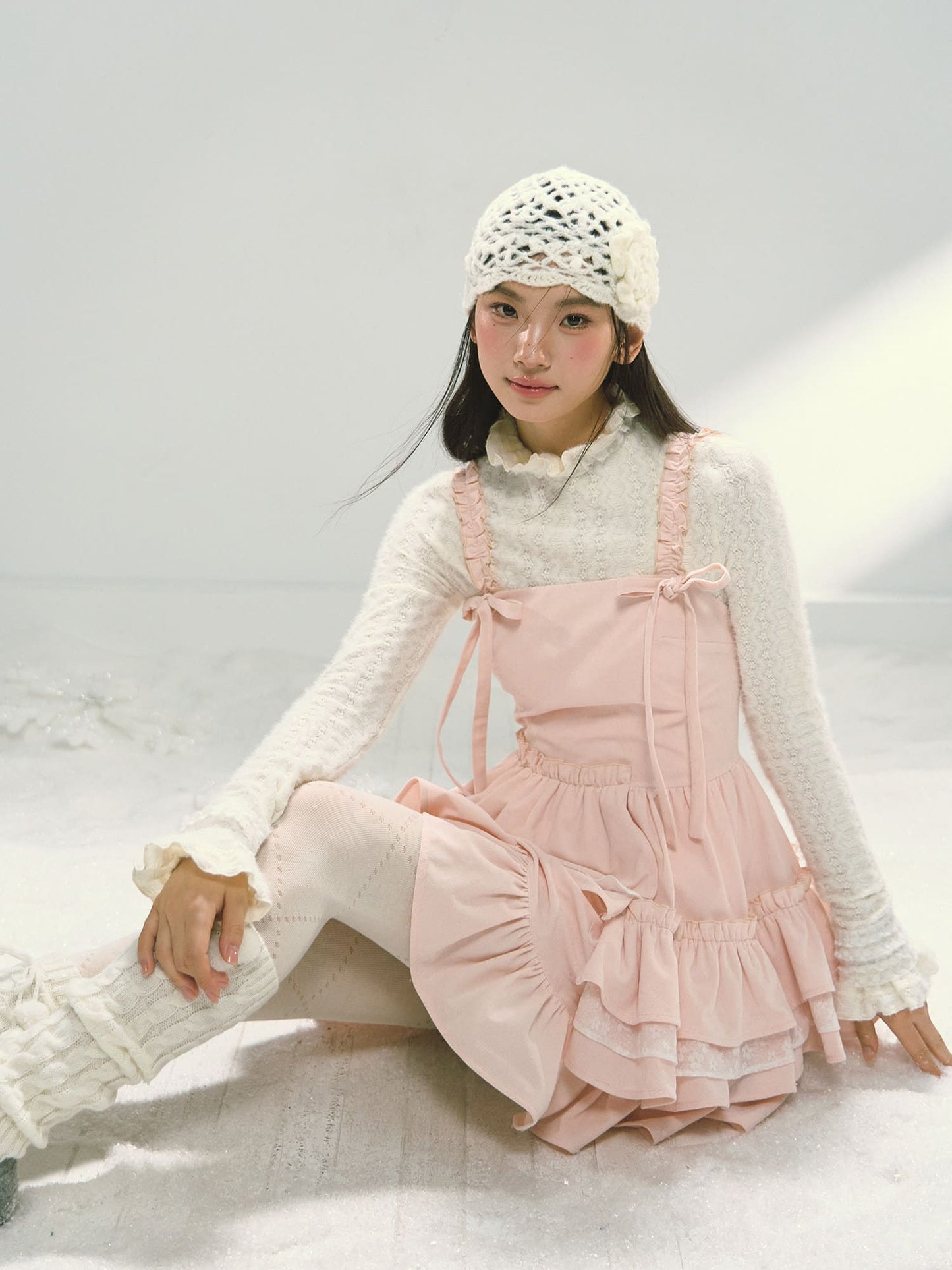 Pink Tiered Lace Camisole Dress