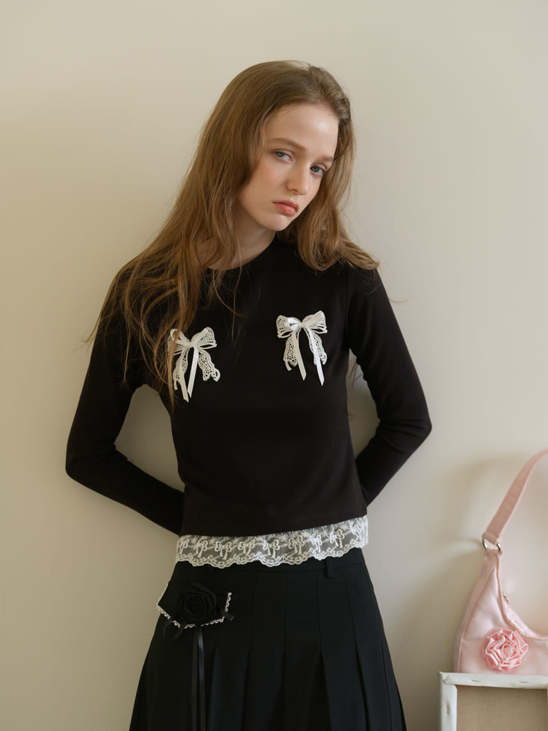 Double Ribbon Lace Accent Top