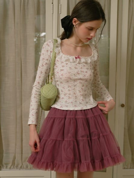 Deep Color Tiered Mini Skirt