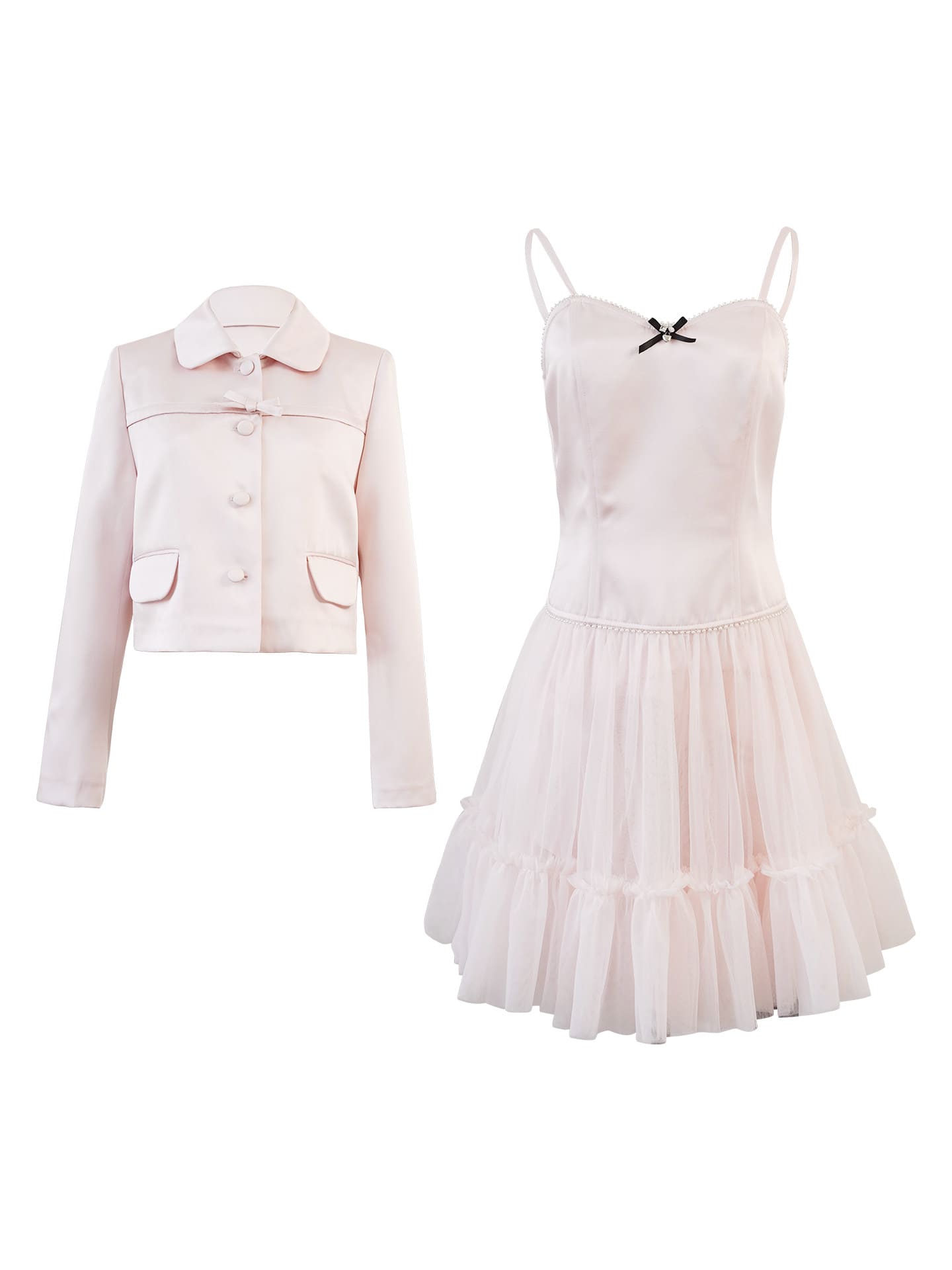 Elegance Pink Cropped Jacket / Camisole Dress