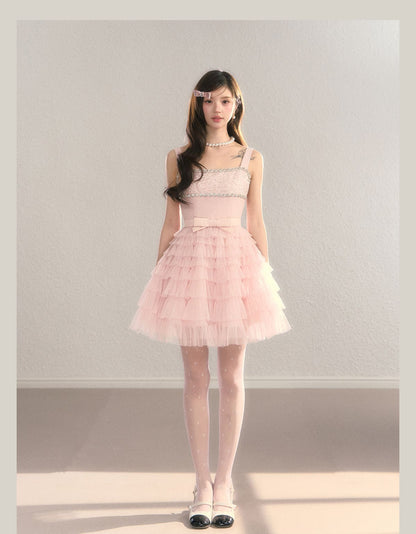 Crystal Lace Tiered Tulle Princess Dress