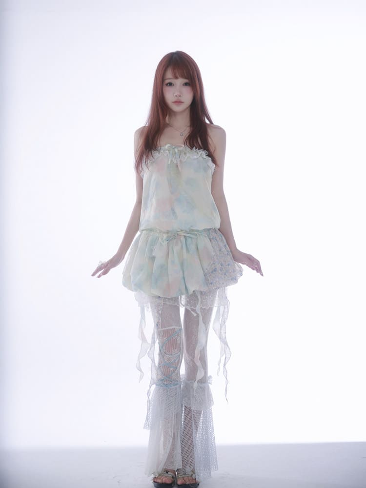 Dreamy Lace Ribbon Flare Pants（全2色）