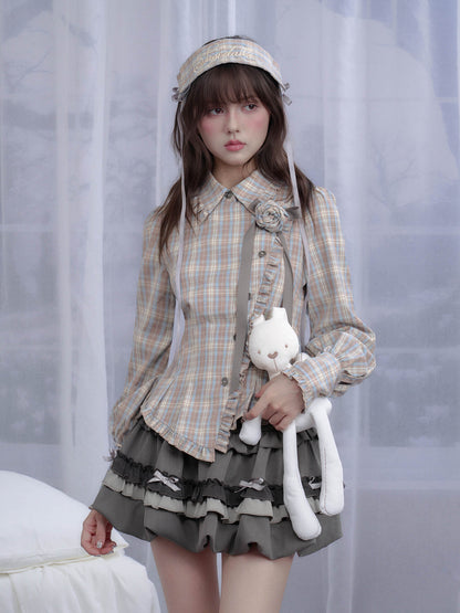 Layered Ribbon Frill Mini Skirt