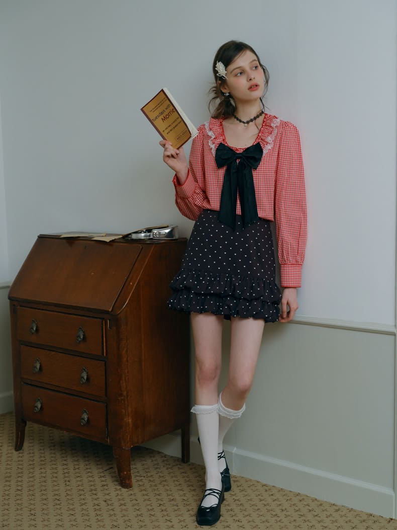 Heart Dot Frill Mini Skirt