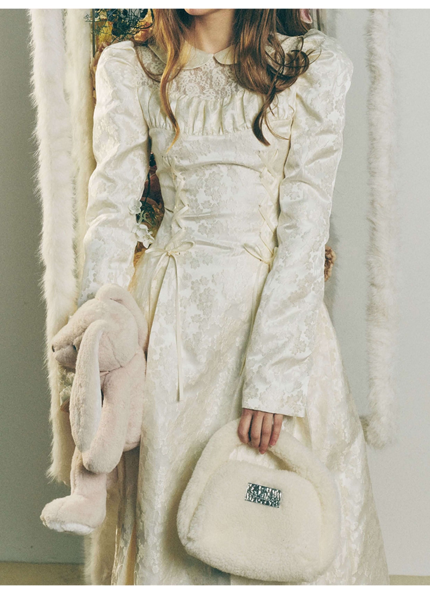 Elegant Lace Yoke Corseted Dress