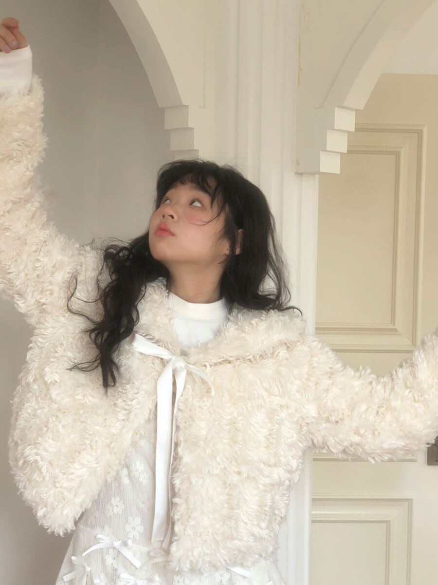 Sugar Fluff Ribbon Collar Jacket（全2色）