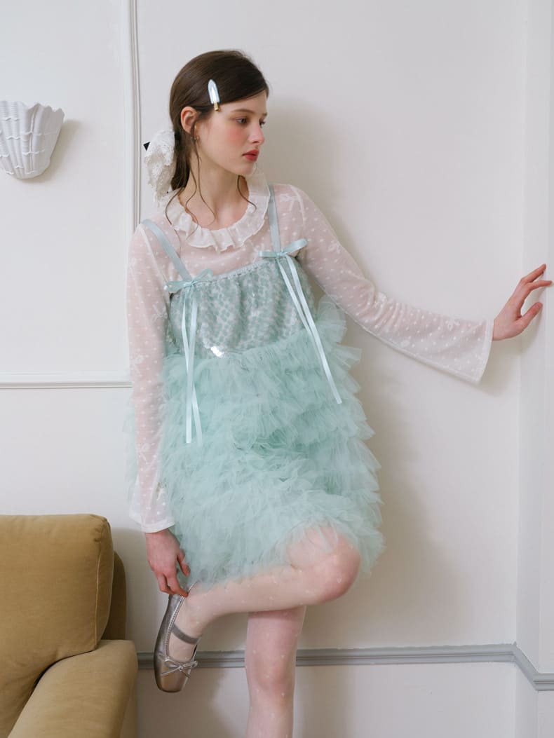 Elegant Sequin Tulle Camisole Dress