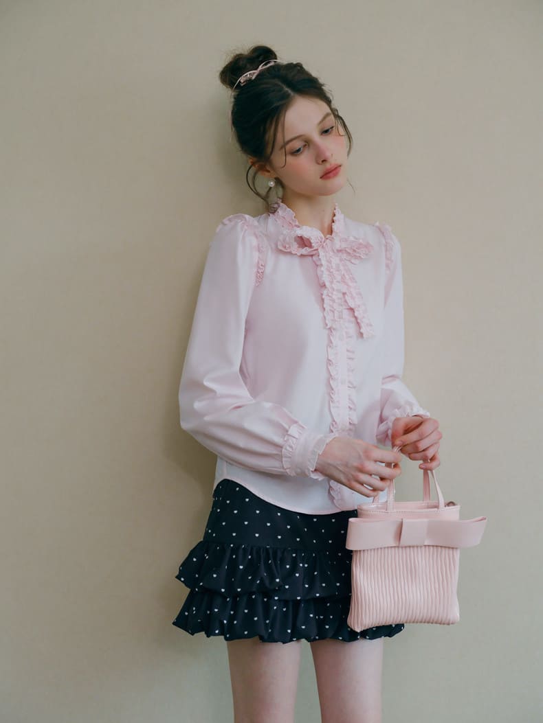 Elegant Frill Ribbon Blouse