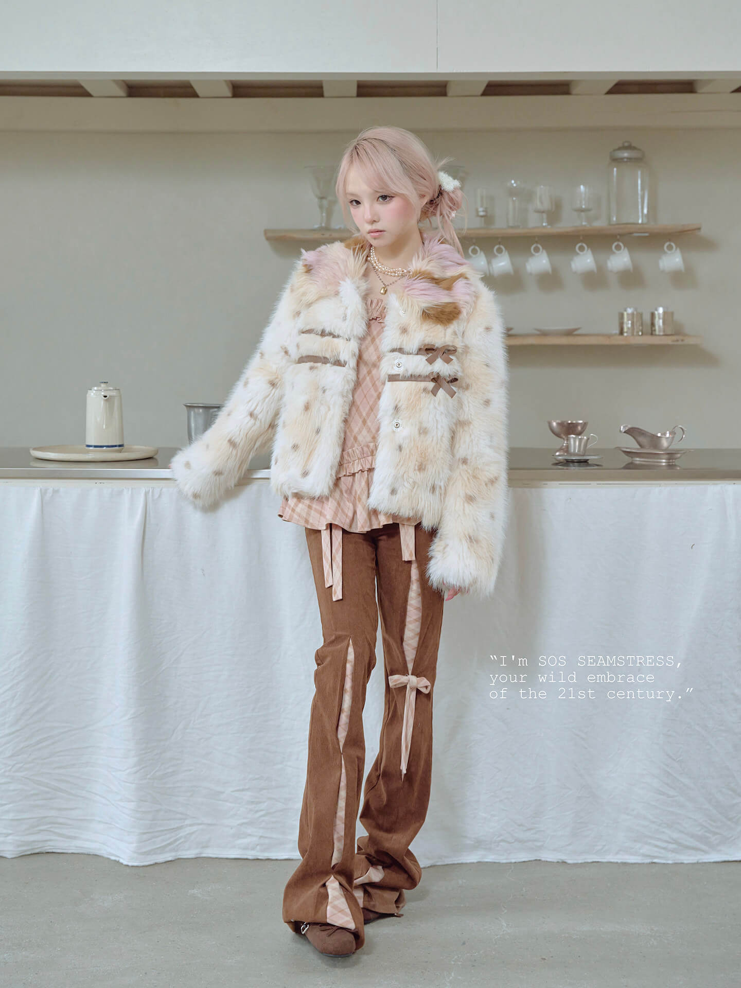 Ribbon Detail Corduroy Slim Pants