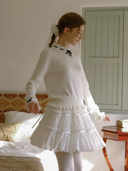 Dreamy Sheer Ribbon Mini Skirt