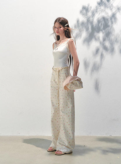 Rosy Lace Flower Coast Pants