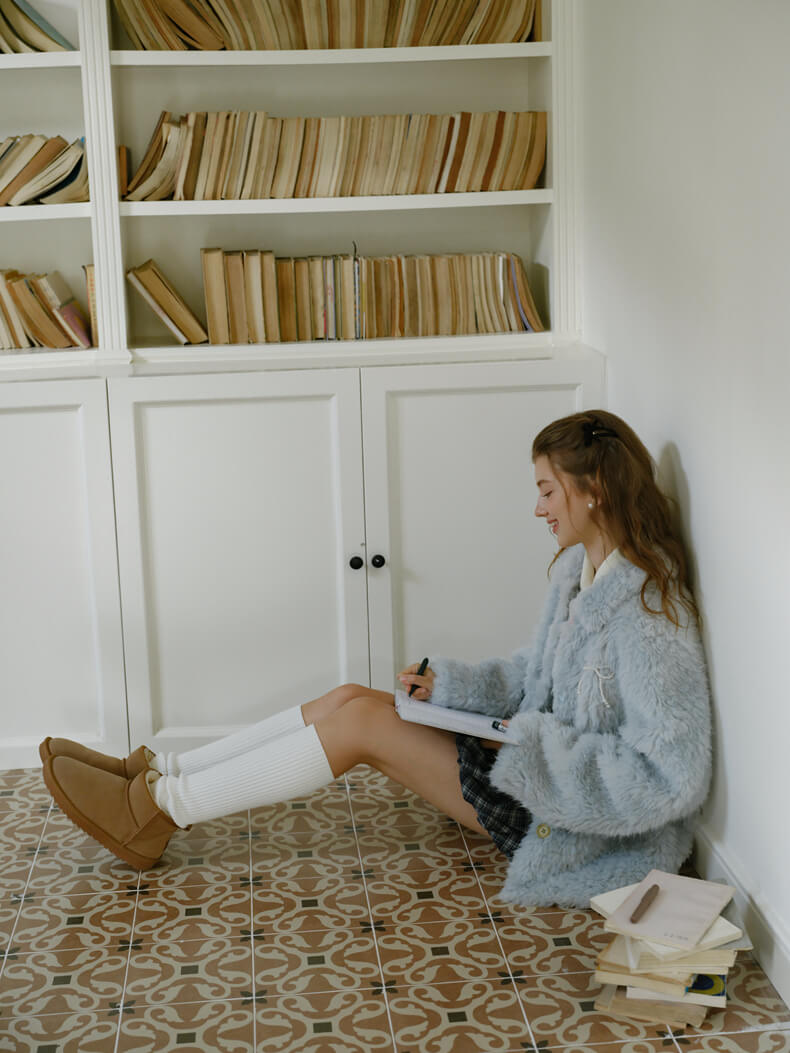 Ribbon Pastel Faux Fur Coat