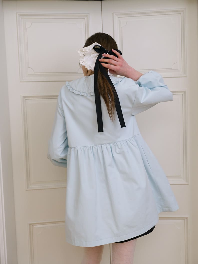 Elegant Ribbon Collar A-Line Coat