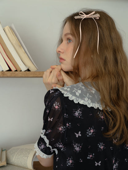 Vintage Lace Ribbon Floral Dress