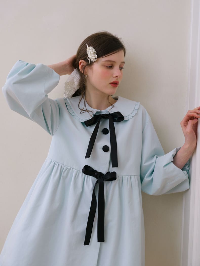 Elegant Ribbon Collar A-Line Coat