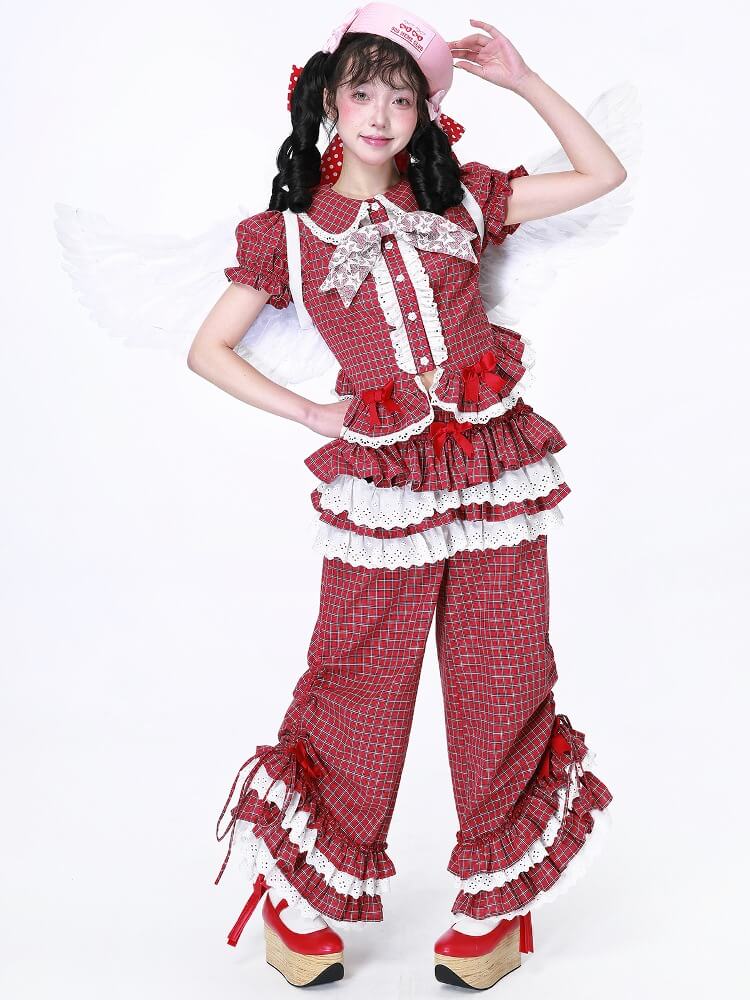 Candy Sweet Check Frill Pants