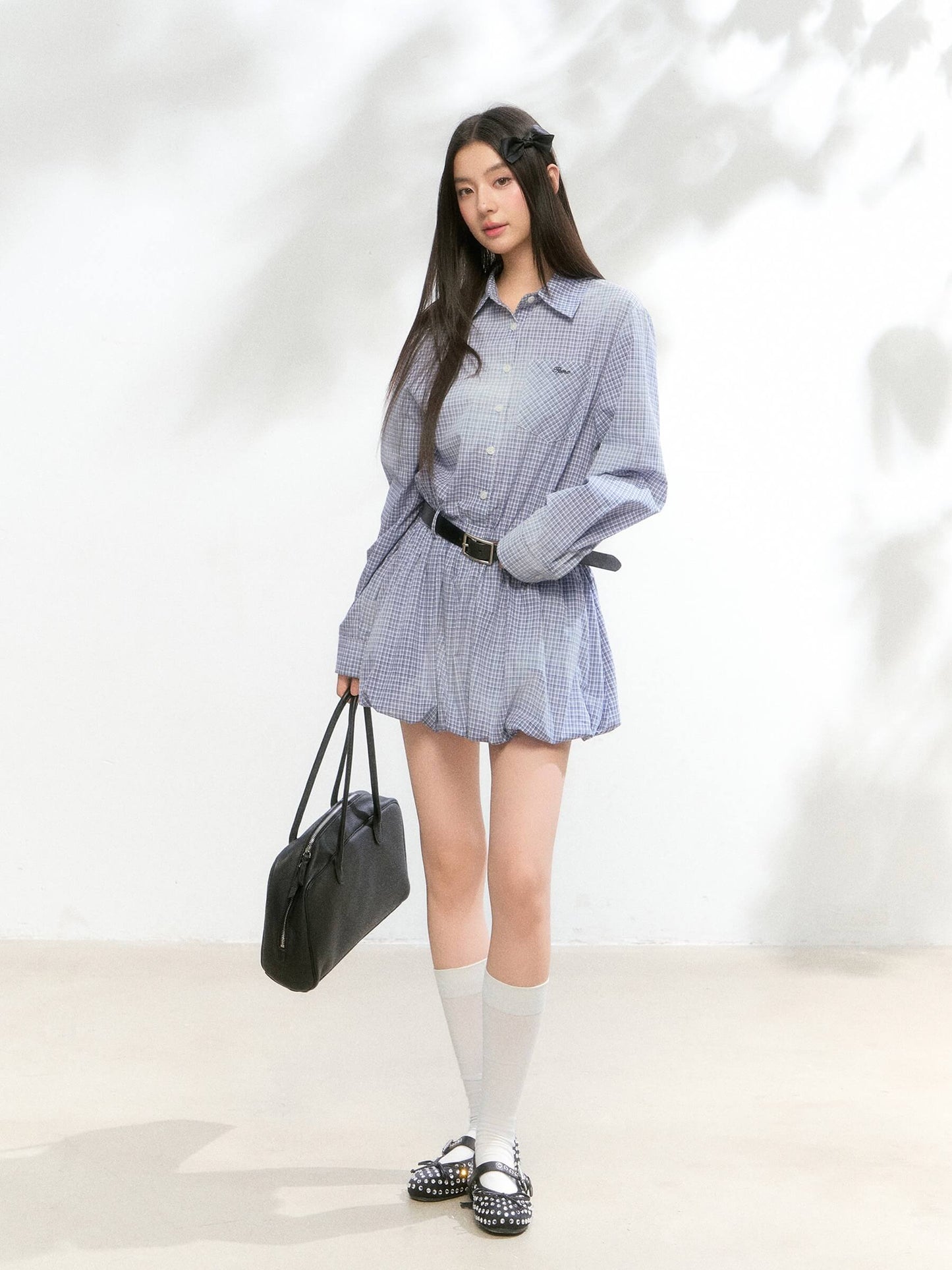 Balloon Check Shirt Onepiece