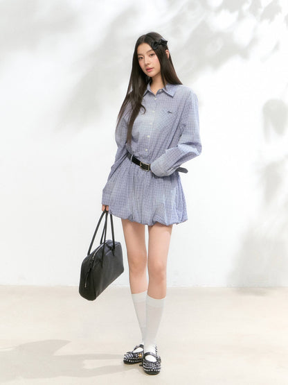 Balloon Check Shirt Onepiece