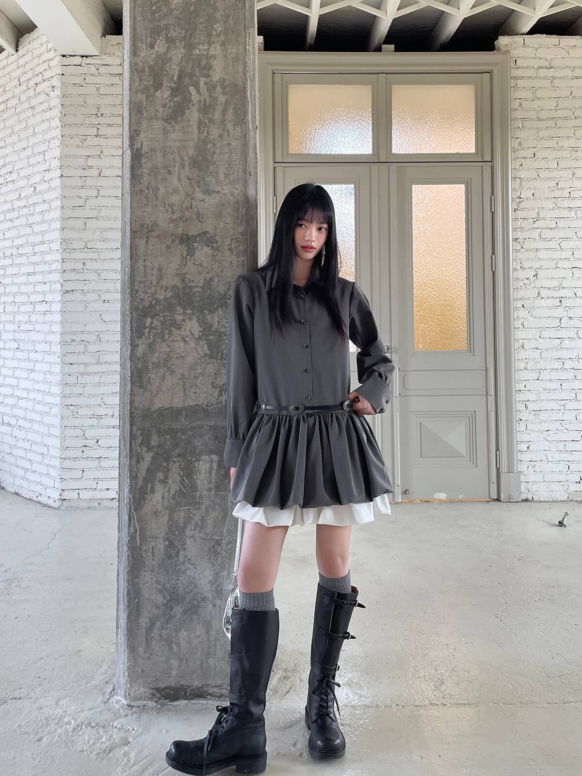 Cloudy Ruffle Layer Shirt Onepiece