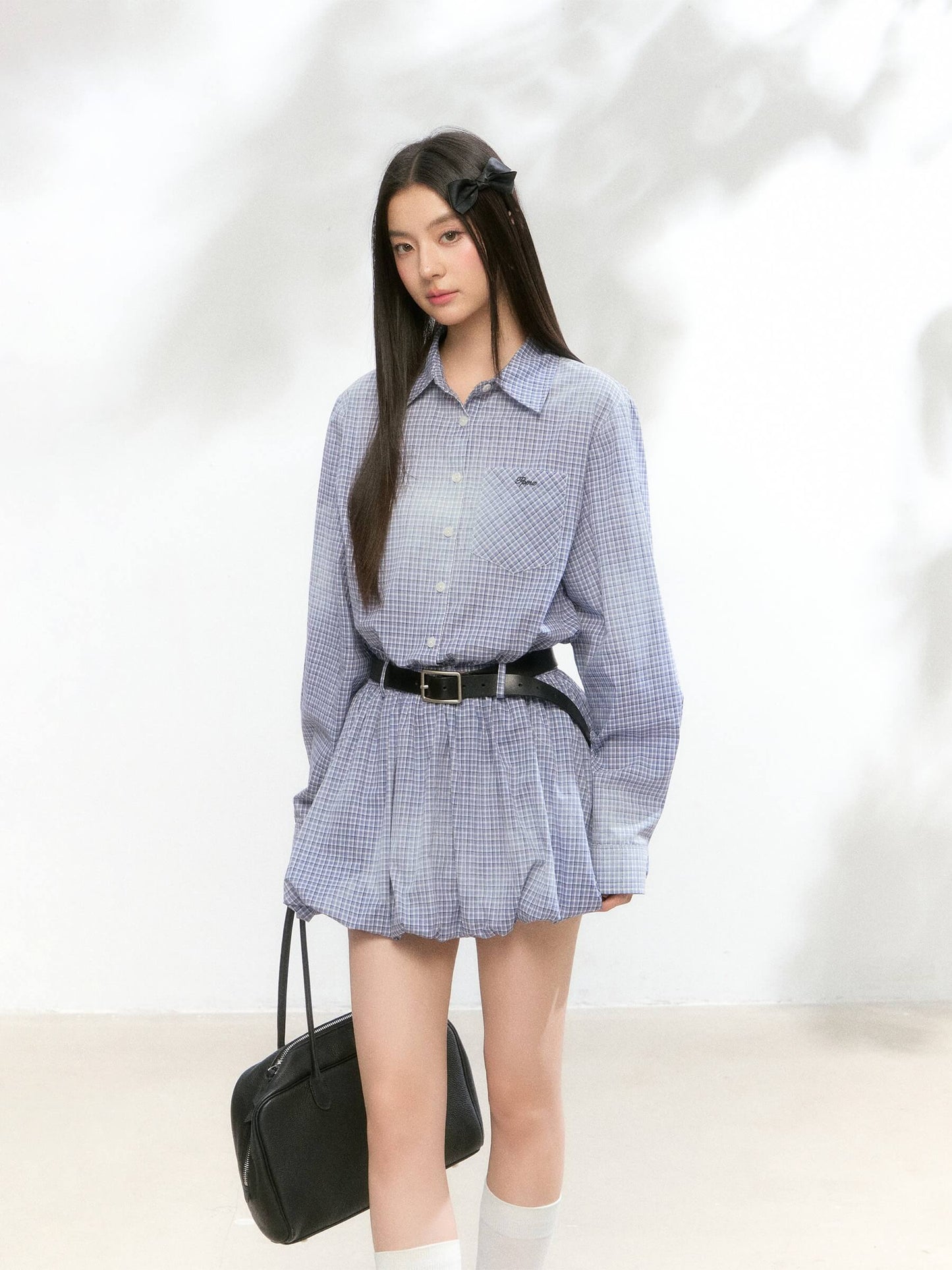 Balloon Check Shirt Onepiece