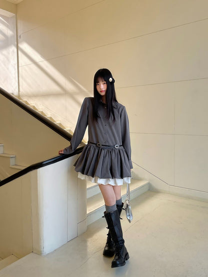 Cloudy Ruffle Layer Shirt Onepiece