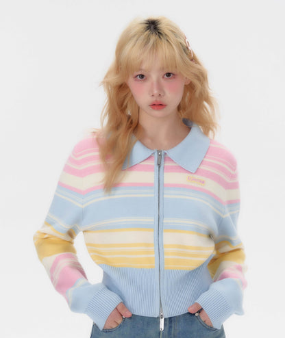 Candy Pop Rainbow Zip Knit