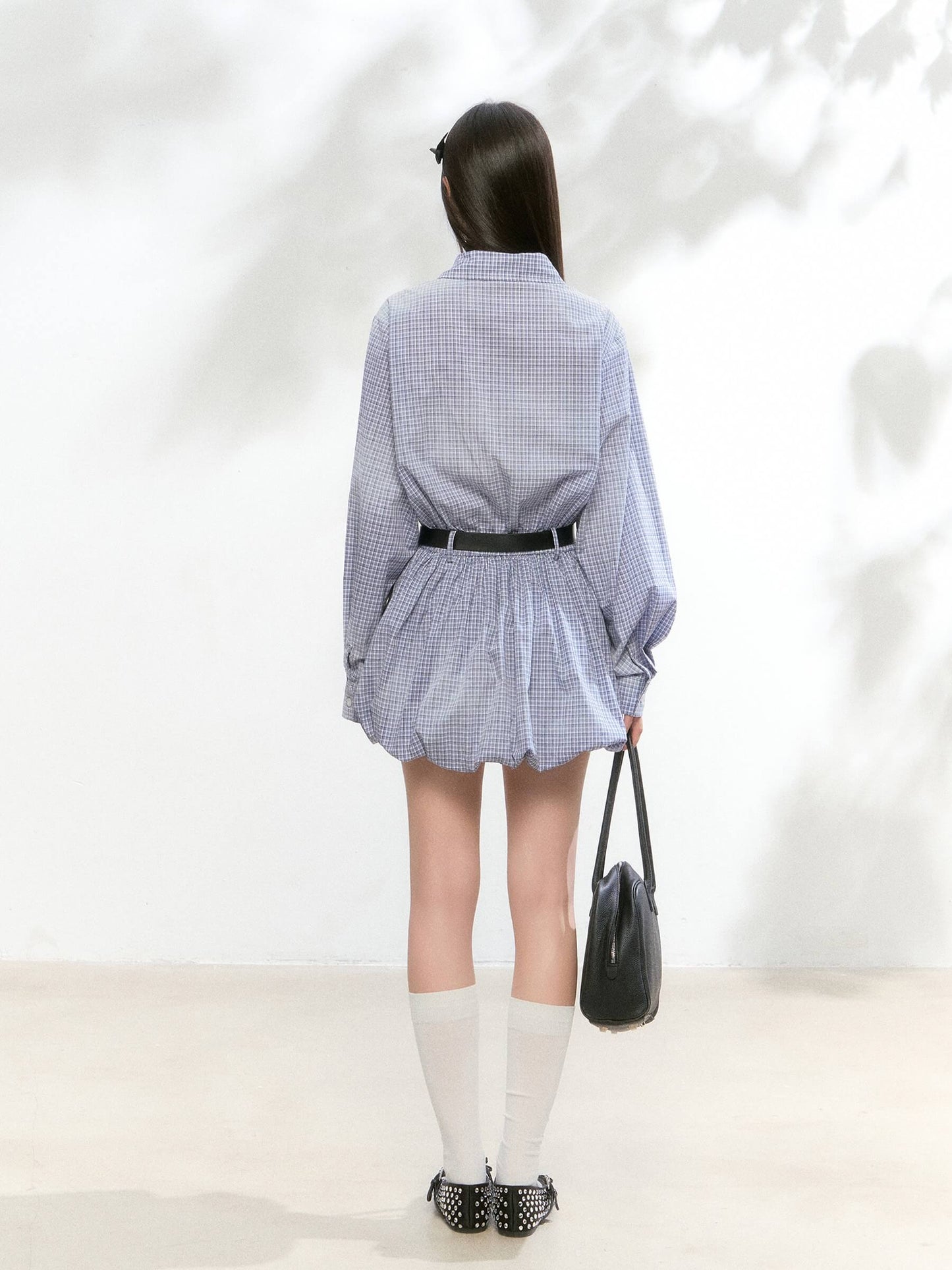 Balloon Check Shirt Onepiece