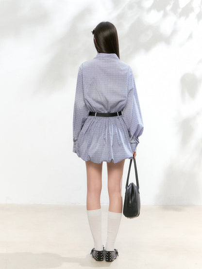Balloon Check Shirt Onepiece