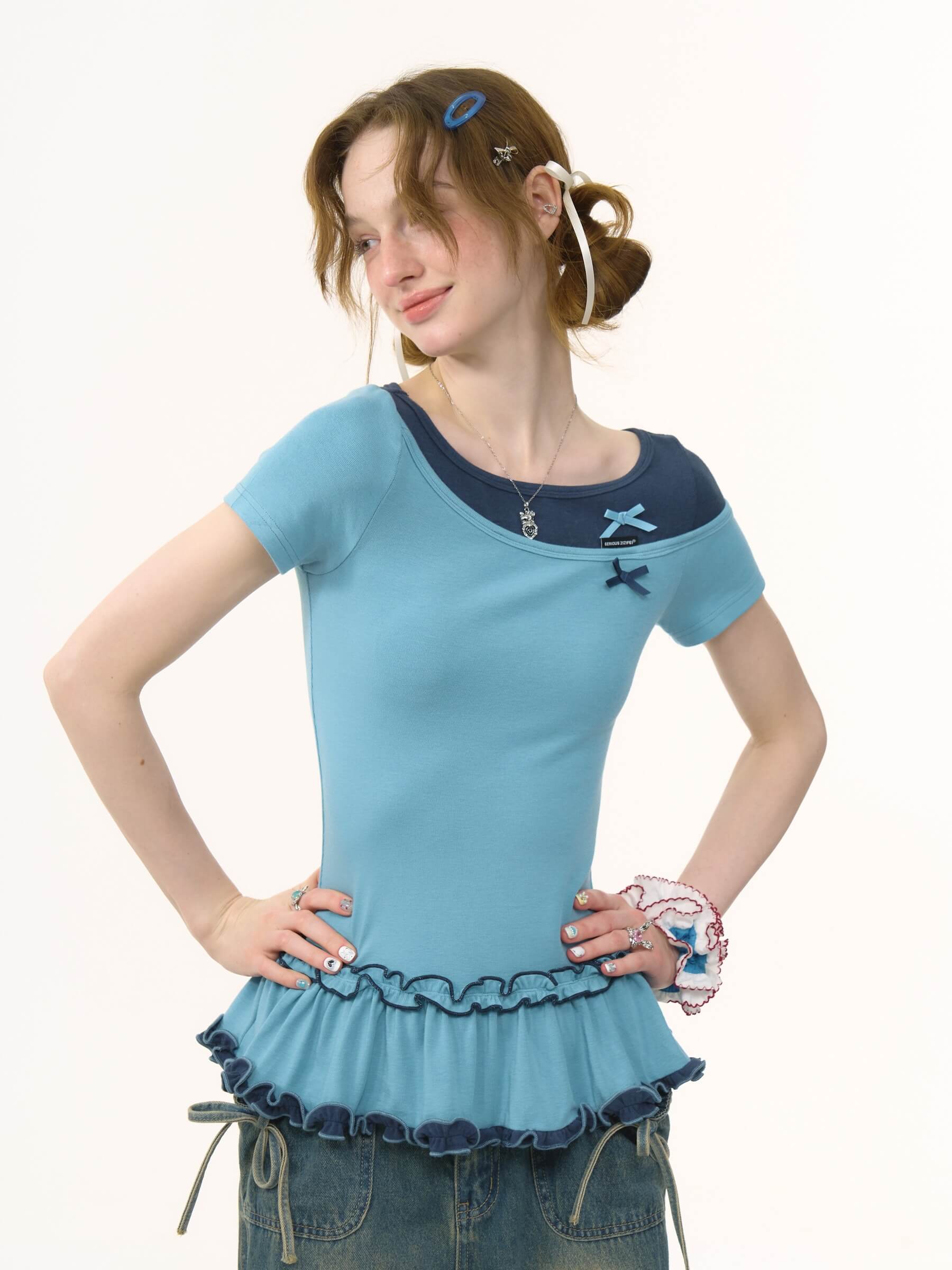 公式】Bicolor Sweet Ribbon Tops - Fantage（ファンテージ