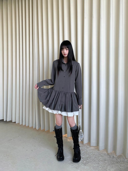 Cloudy Ruffle Layer Shirt Onepiece