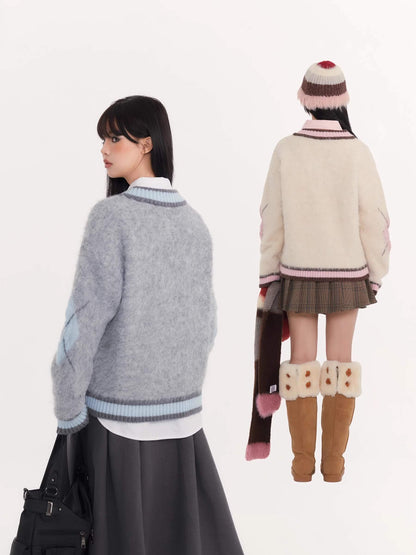 Fluffy Argyle Mood Knit（全3色）