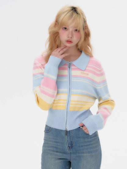 Candy Pop Rainbow Zip Knit