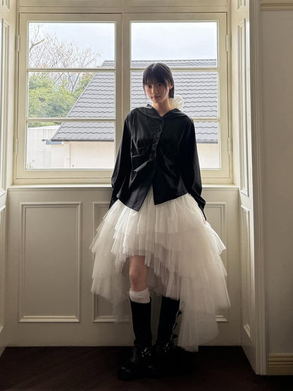 Asymmetry Layered Fluffy Tulle Skirt