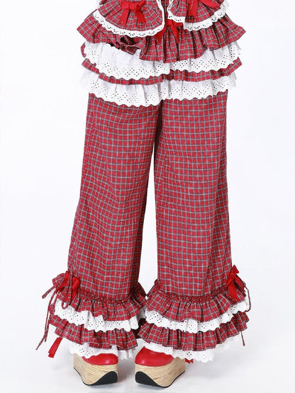 Candy Sweet Check Frill Pants