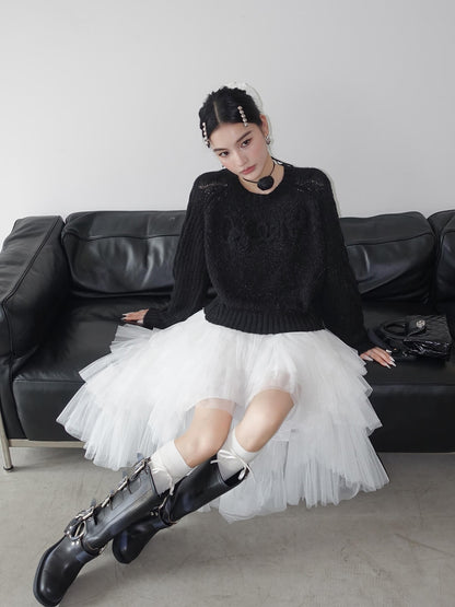 Asymmetry Layered Fluffy Tulle Skirt