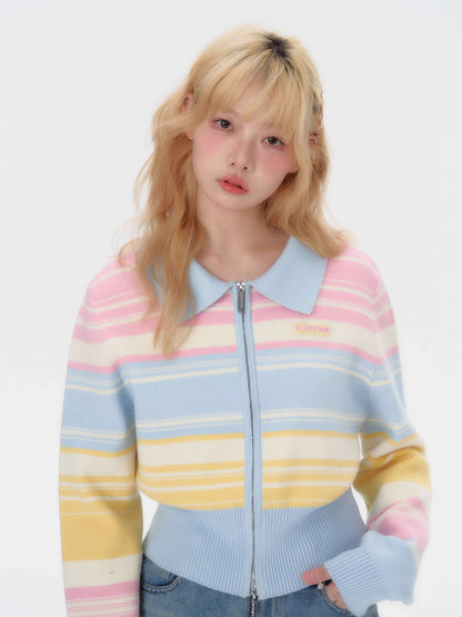 Candy Pop Rainbow Zip Knit