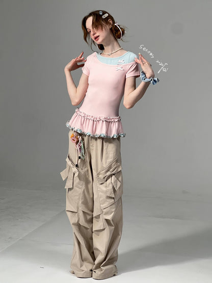 Bicolor Sweet Ribbon Tops